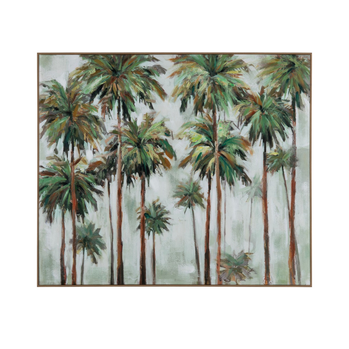 Crestview CVTOP3519 Framed Hand Painted Canvas Trees Wall Art, Green & Brown