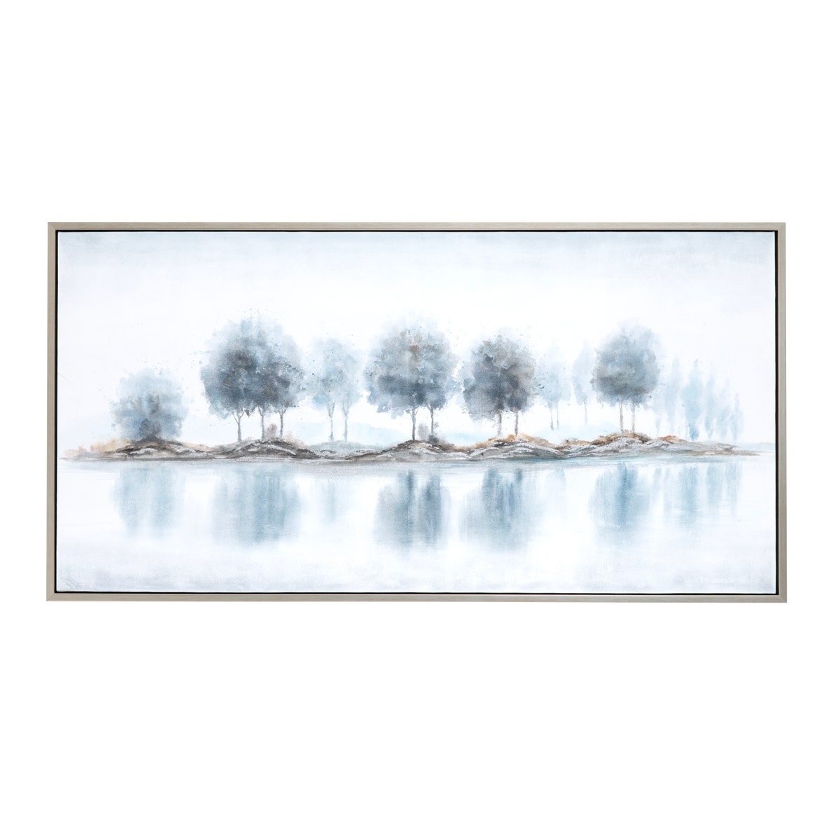 Crestview CVTOP3491 Framed Hand Painted Canvas Landscapes Wall Art, Blue & White