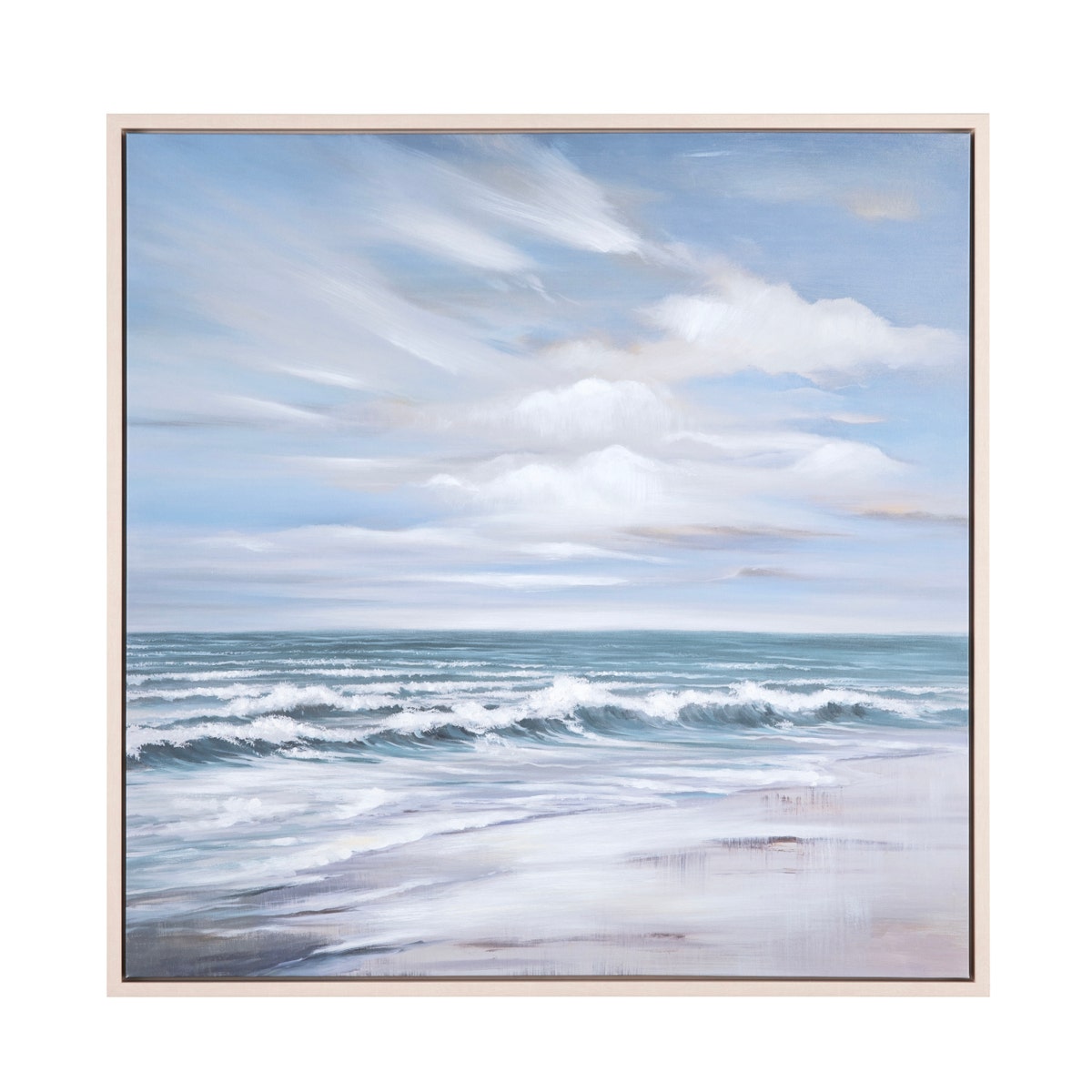 Crestview CVTOP3542 Framed Hand Painted Canvas Ocean Wall Art, Blue & White