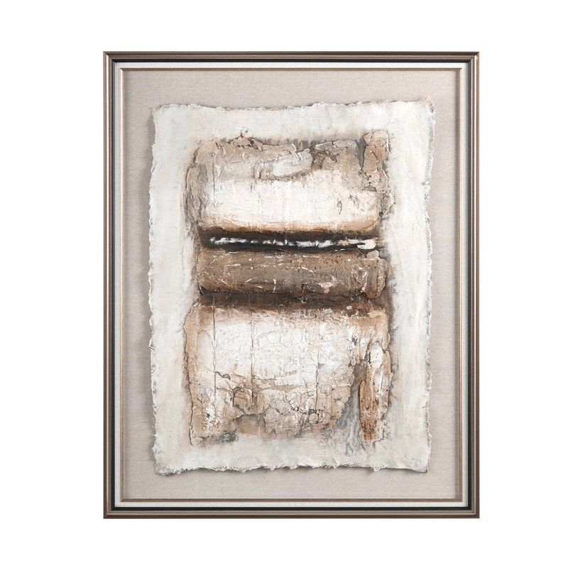 Crestview CVTOP3446 Warm Crackles Wall Art, Brown & Cream