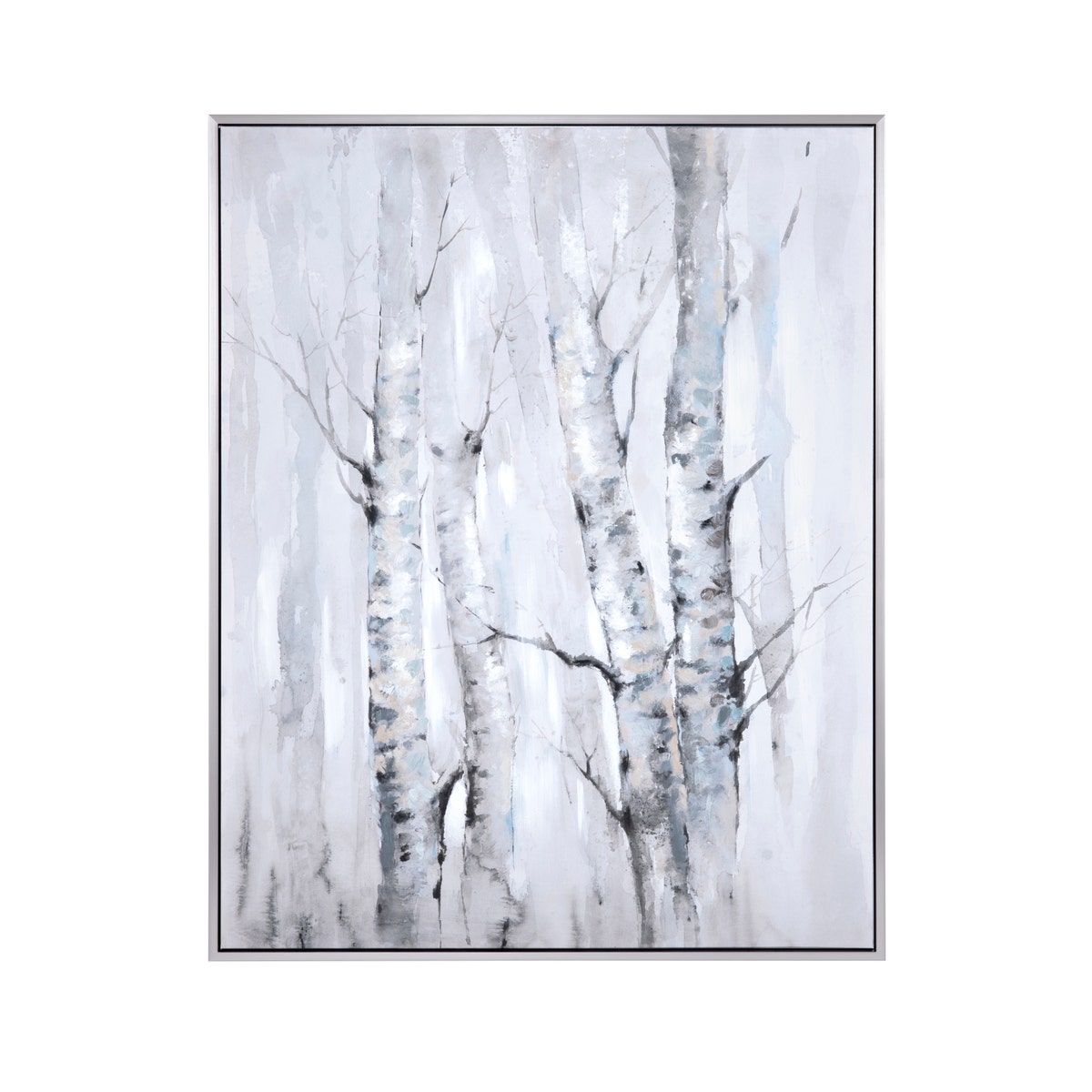 Crestview CVTOP3536 Framed Hand Painted Canvas Trees Wall Art, Grey & Blue
