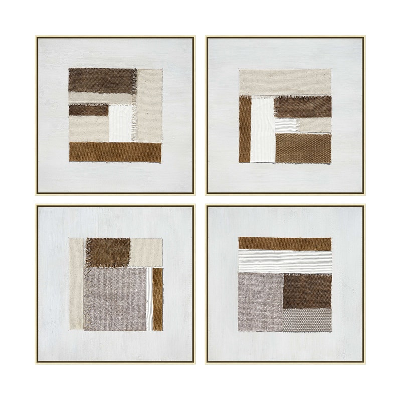 Crestview CVTOP3344 Whitfield Canvas Wall Art, Brown & White