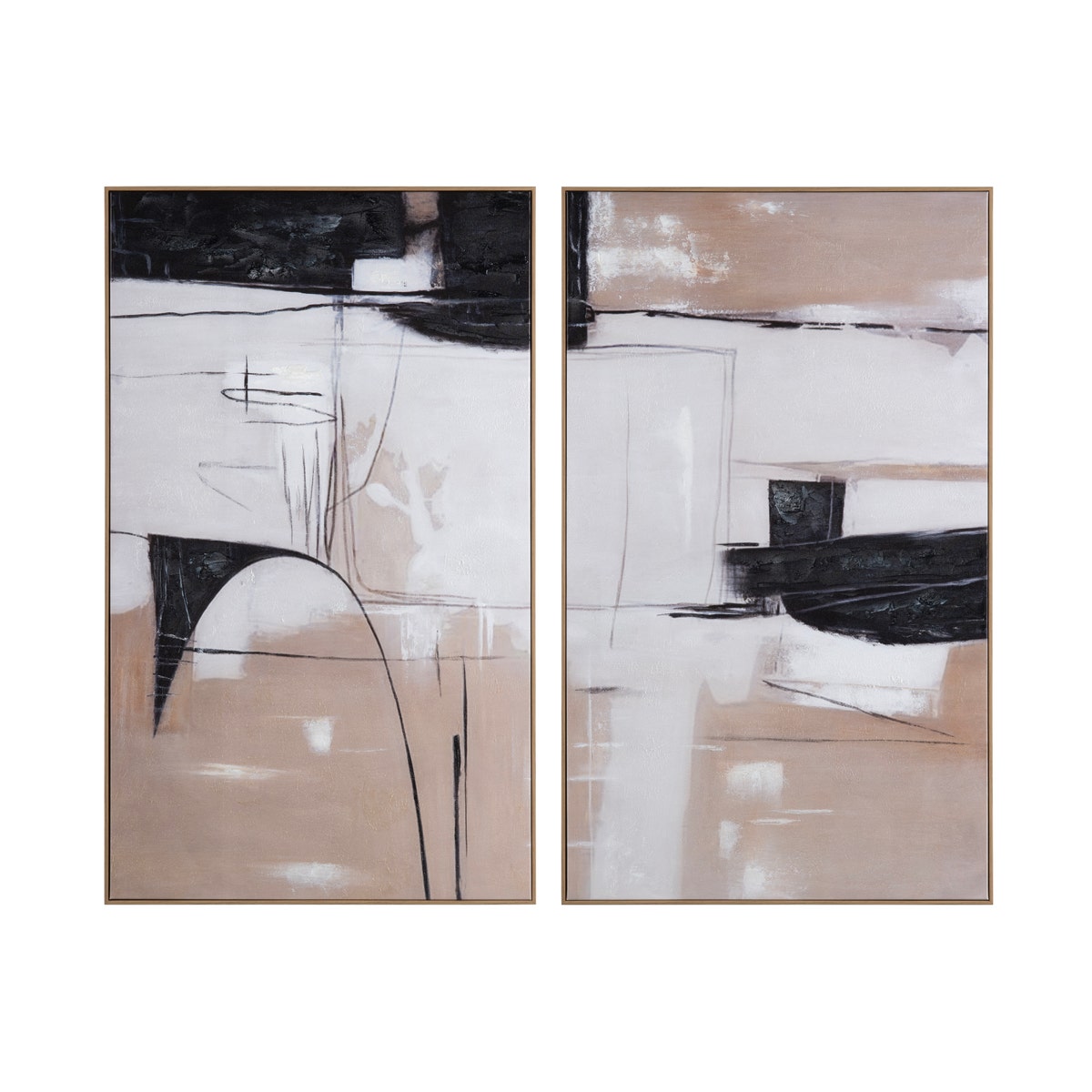 Crestview CVTOP3408 Oak Lines Canvas Wall Art, Brown & Black