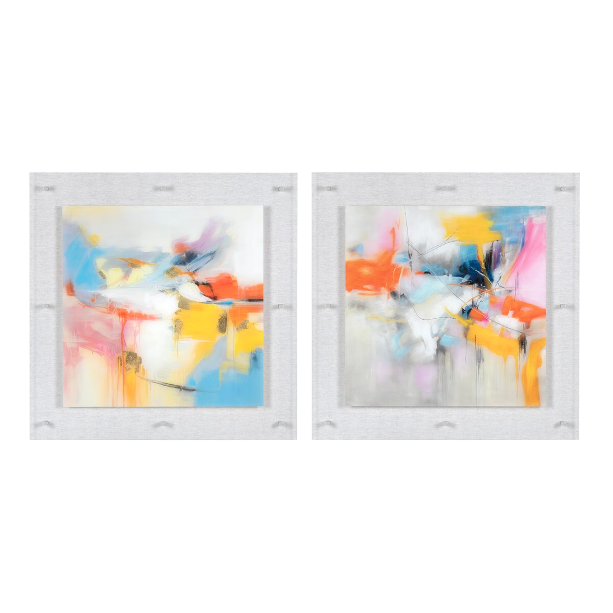 Crestview CVTOP3410 Color Waves 2 Wall Art, Yellow & Blue