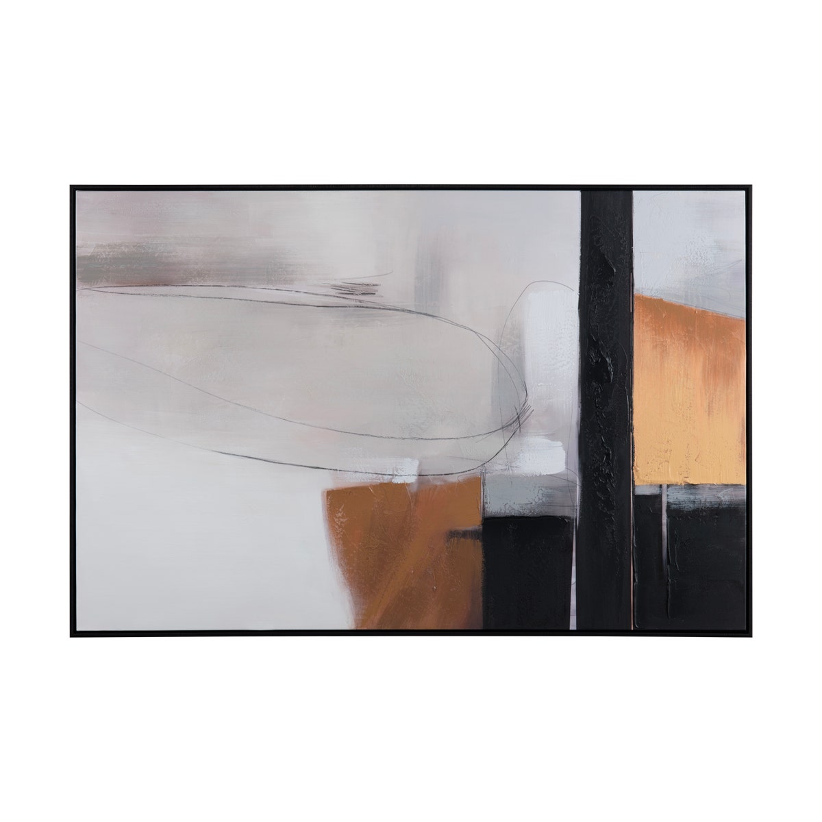 Crestview CVTOP3419 Straight Away Canvas Wall Art, Black & Gold