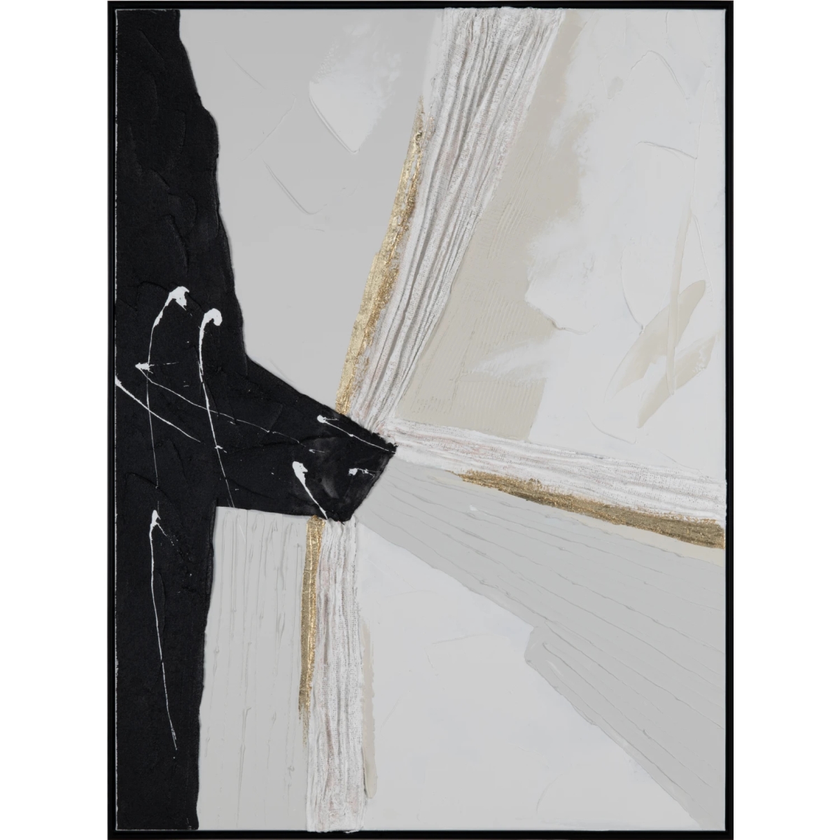 Crestview CVTOP3530 Phelps Abstract Canvas Painting - White, Taupe & Black