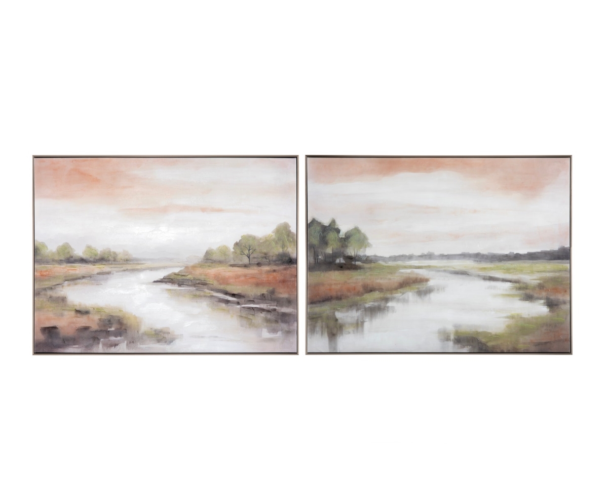 Crestview CVTOP3399 Rivers A Flowing Canvas Wall Art, Green & Grey