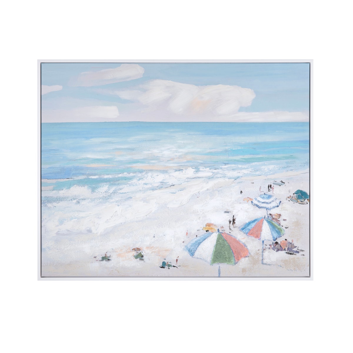 Crestview CVTOP3535 Framed Hand Painted Canvas Ocean & Beach Landscape Wall Art, Blue