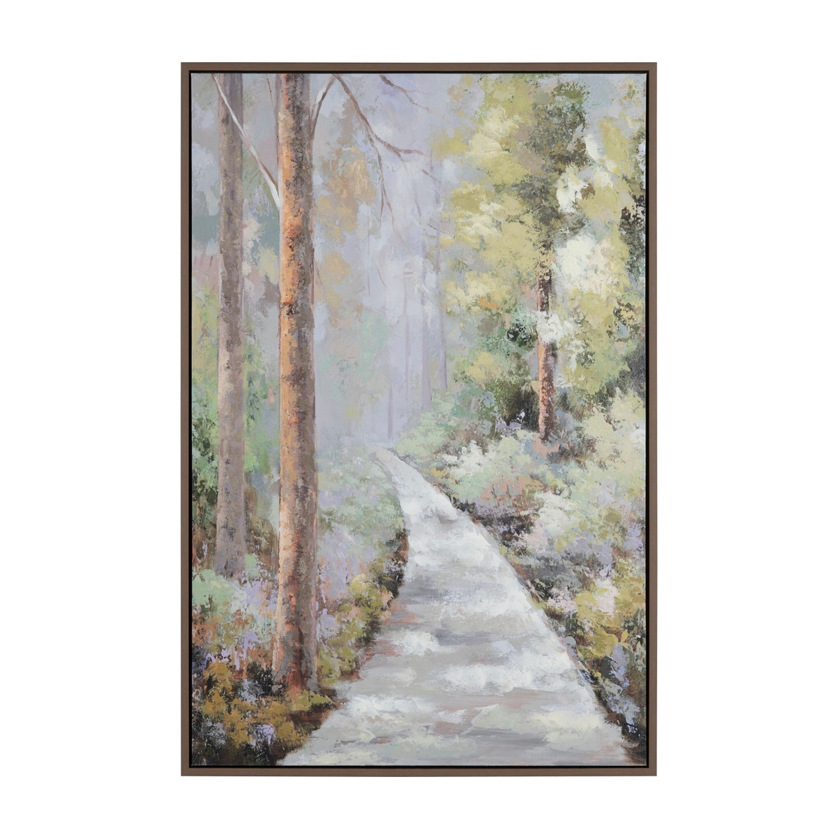 Crestview CVTOP3541 Framed Hand Painted Canvas Landscape Wall Art, Green & Brown