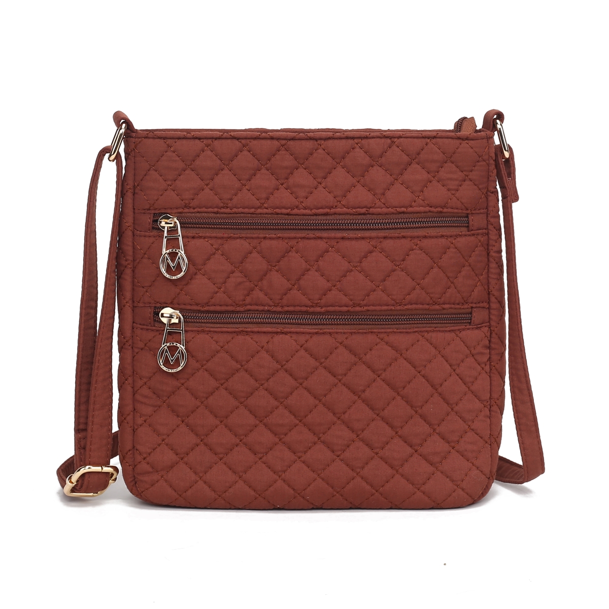 Picture of MKF Collection by Mia K. MKF-SD-L322BR Lainey Solid Quilted Cotton Womens Crossbody Bag