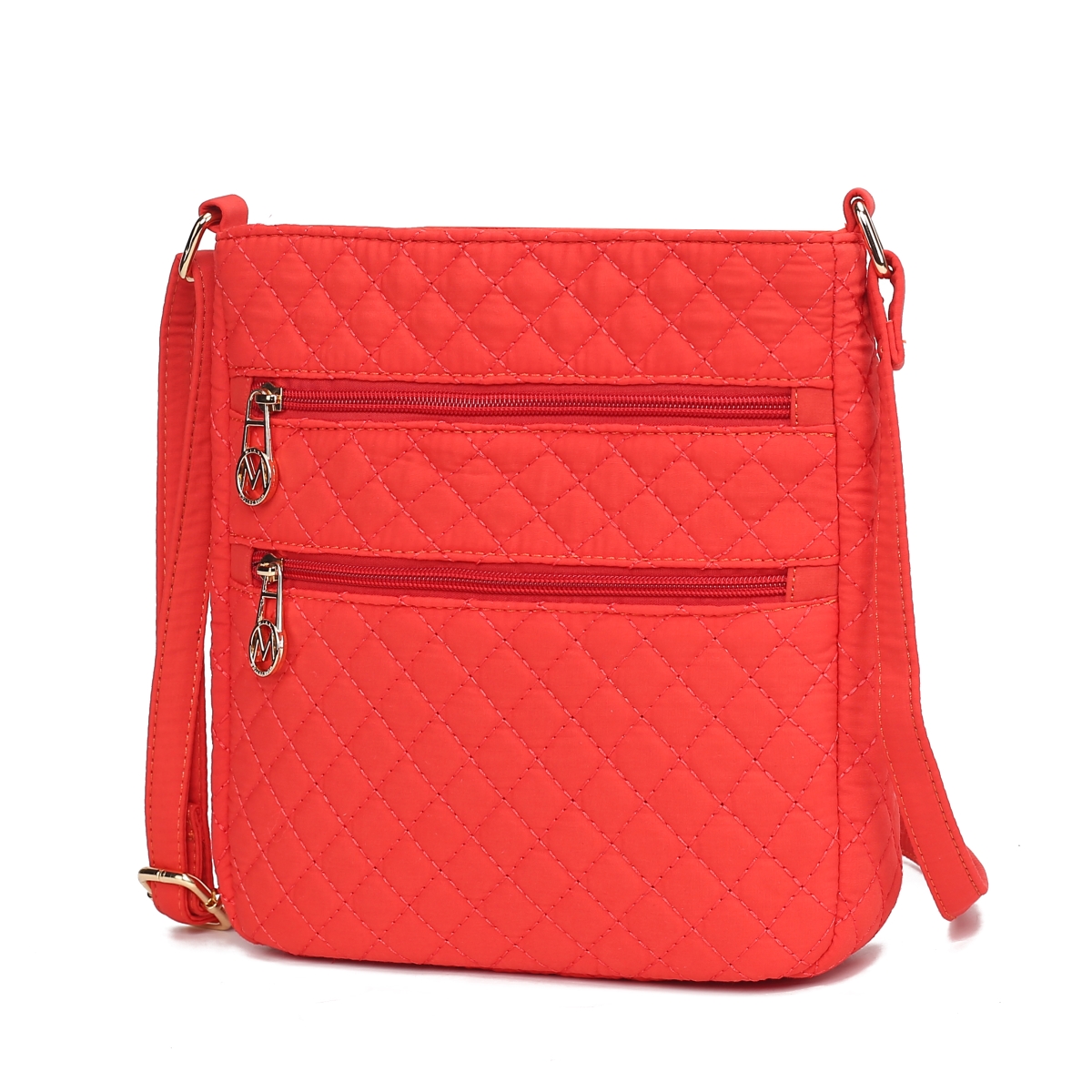 Picture of MKF Collection by Mia K. MKF-SD-L322OR Lainey Solid Quilted Cotton Womens Crossbody Bag