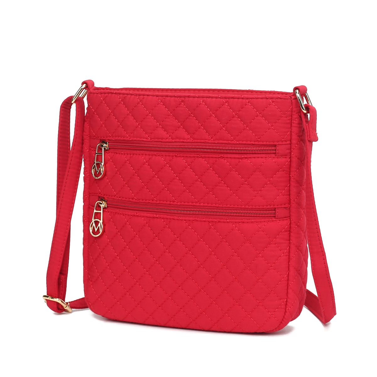 Picture of MKF Collection by Mia K. MKF-SD-L322RD Lainey Solid Quilted Cotton Womens Crossbody Bag