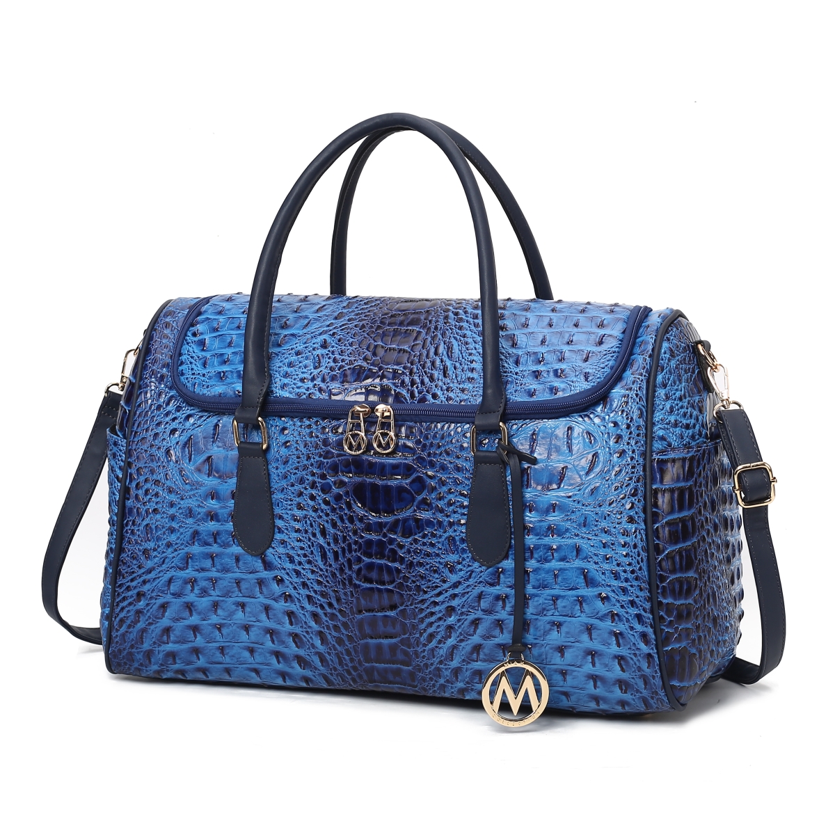 Picture of MKF Collection by Mia K. MKF-L359NV Rina Crocodile Embossed Vegan Leather Womens Duffle Bag