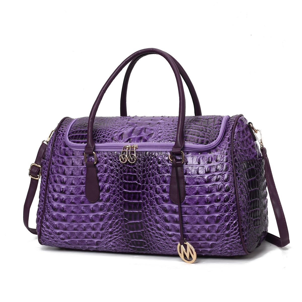 Picture of MKF Collection by Mia K. MKF-L359PL Rina Crocodile Embossed Vegan Leather Womens Duffle Bag