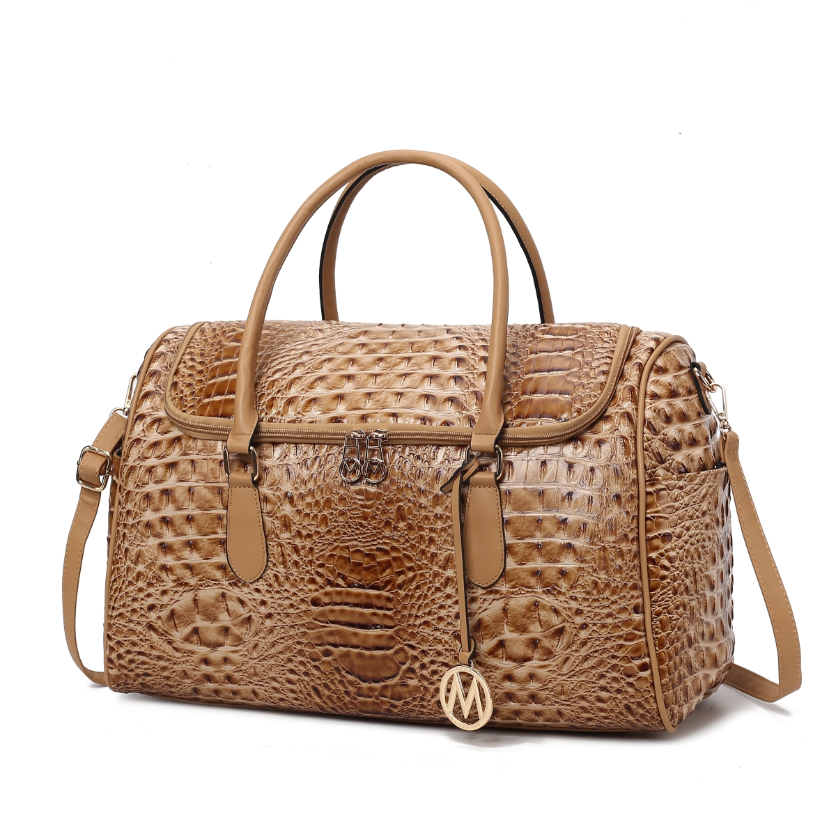 Picture of MKF Collection by Mia K. MKF-L359TP Rina Crocodile Embossed Vegan Leather Womens Duffle Bag