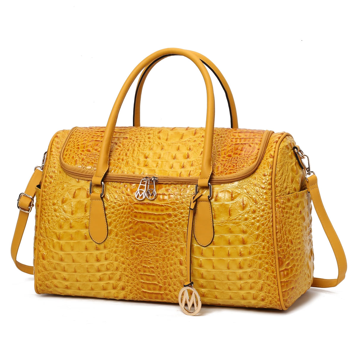 Picture of MKF Collection by Mia K. MKF-L359YL Rina Crocodile Embossed Vegan Leather Womens Duffle Bag