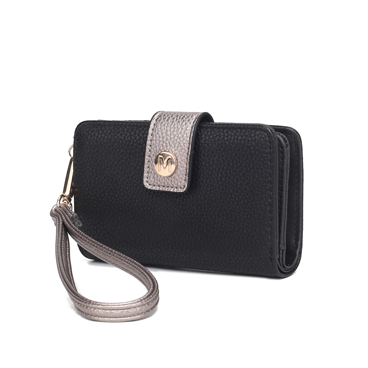 Picture of MKF Collection by Mia K. MKF-WL113BK Shira Color Block Vegan Leather Womens Wallet with Wristlet