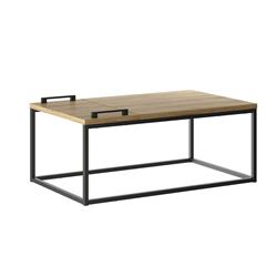 Picture of Casabianca Home KD-B120OK 39 x 23 x 15 in. Noa Cocktail Table in Oak Melamine with Black Painted Metal Frame & Removable Tray