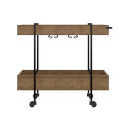 Picture of Casabianca KD-B2204WAL Peak Bar Cart in Walnut Melamine with Black Painted Metal Frame - 32.5 x 15.5 x 37 in.