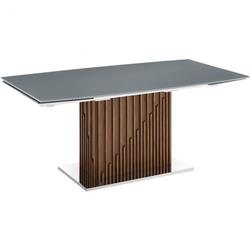 Moon Glass & Veneer Non-Extendable Frame Dining Table, Gray & Walnut