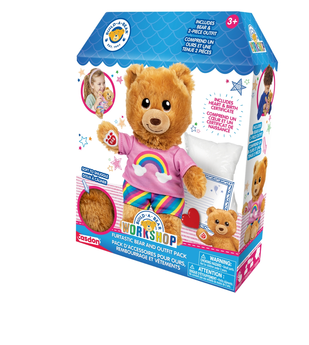 12050 Unisex Build a Bear Workshop Furtastic Bear & Outfit Pack - Style 1 Rainbow