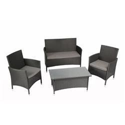 N68 350 lbs Outdoor Furniture Complete Patio PE Wicker Rattan Garden Set - 4 Piece - Black -  Baner Garden