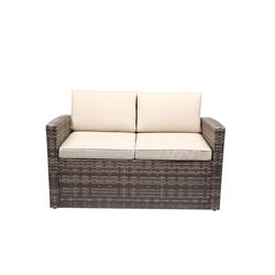 A102 Outdoor Two Seater Rattan Pool Patio Garden Sofa with Cushions - Mixed Grey, Dark Grey & Light Grey -  Baner Garden