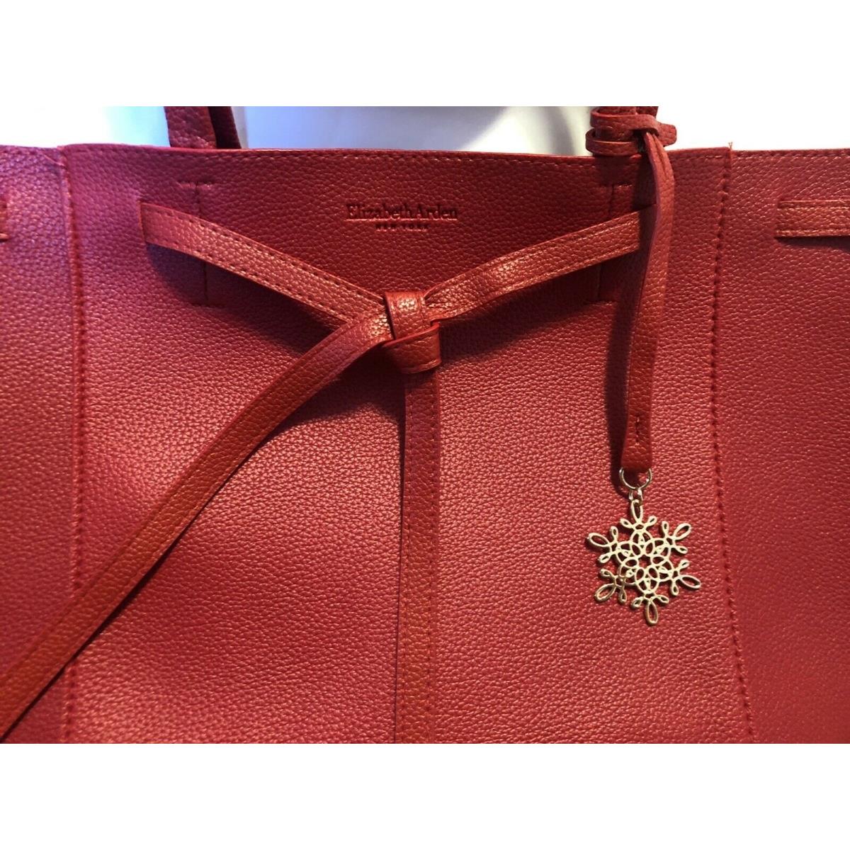 Picture of Elizabeth Arden ELIZB12 Tote Bag Purse with Tag & Golden Toned Ornament&#44; Red