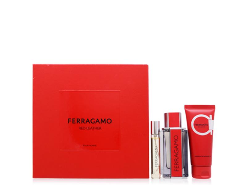 RDLM1 Mens Red Leather by  Fragrance Gift Set - 3 Piece