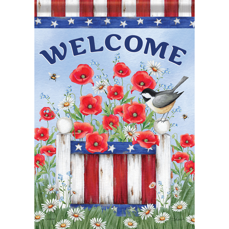 Carson 50960 Garden Flag - Patriotic Poppies