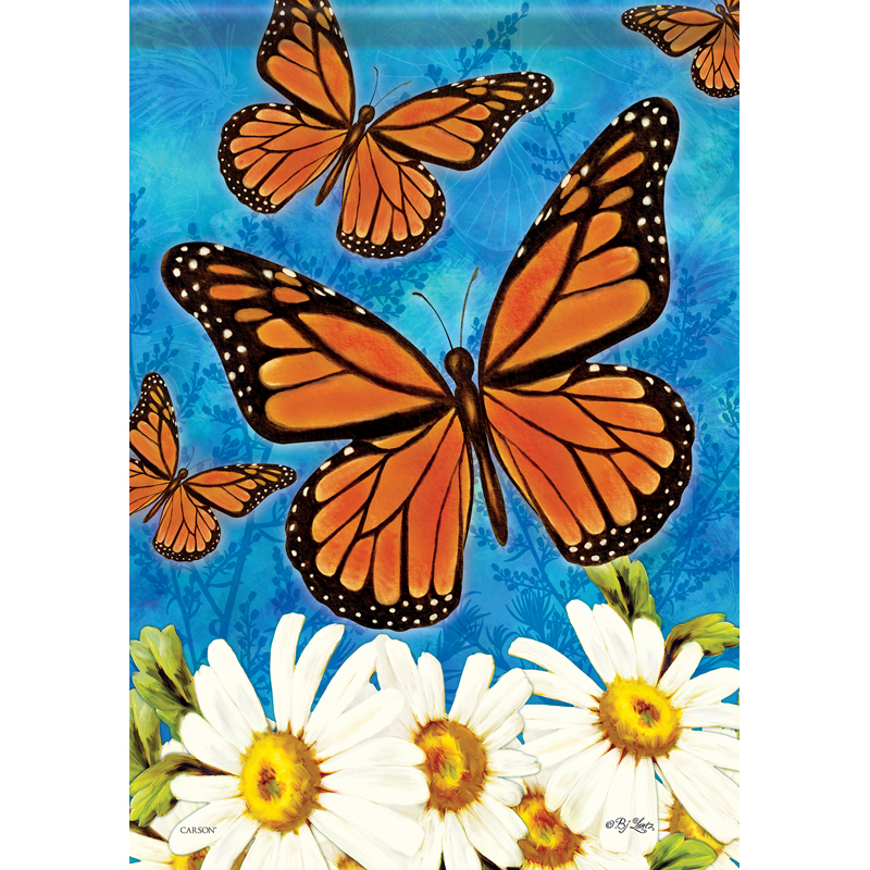 Carson 50964 Garden Flag - Monarch & Daisies