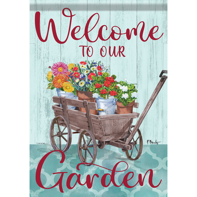Carson 50973 Garden Flag - Flower Cart