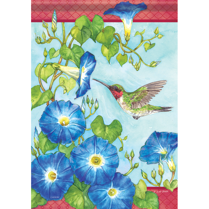 Carson 50984 Garden Flag - Hummingbird & Morning Glory