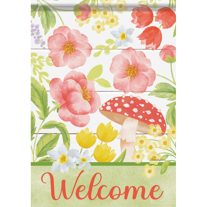 Carson 50987 Garden Flag - Mushroom Floral