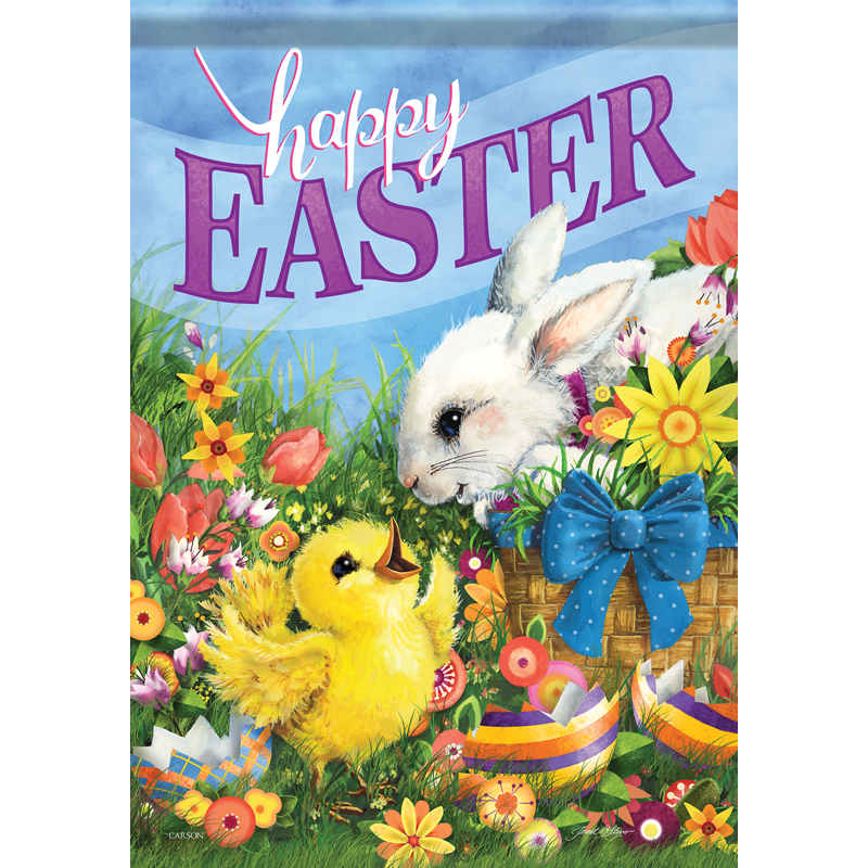 Carson 50994 Garden Flag - Shimmer Easter Friend