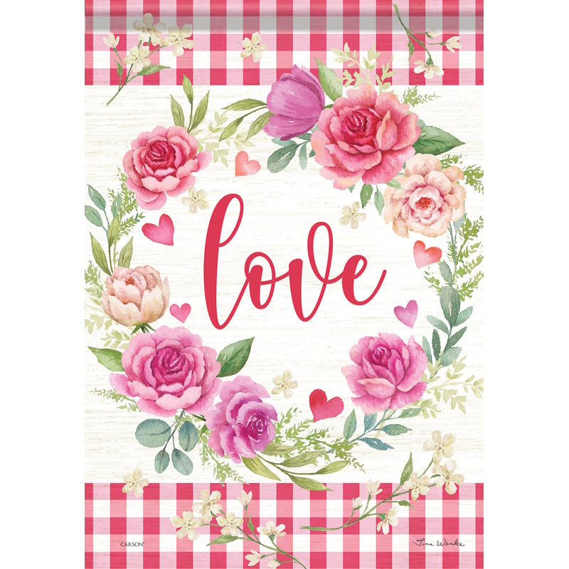 Carson 53037 Garden Flag - Cabbage Rose Wreat