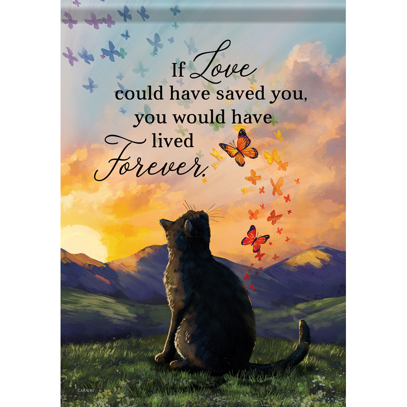 Carson 53067 Garden Flag - Live Forever Cat