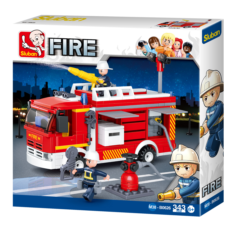 Fire Truck Water-Tank Building Brick Kit (343 Pcs)