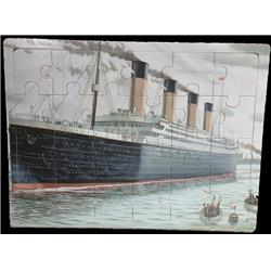 WP-105 12 x 9 in. Titanic Port Scene with Smoke Wood Puzzle - 24 Piece