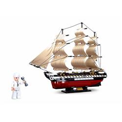USS Constitution Frigate 1-170 Scale Building Brick Kit, 1118 Piece