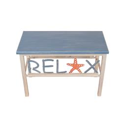 Picture of Coast Lamp Manufacturer 17-BA3A 24 in. Plain Wooden Top Relax Bench with Starfish Accent
