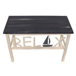 Picture of Coast Lamp Manufacturer 17-BA3B 24 in. Plain Wooden Top Relax Bench with Sailboat Accent