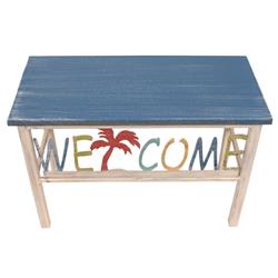 Picture of Coast Lamp Manufacturer 17-BA4B 24 in. Plain Wooden Top Welcome Bench with Palm Tree Accent