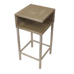 Picture of Coast Lamp SDT-58 CT-WSL Cottage & Weathered Sisal Wooden Drink Table with Iron Base & Shelf Etched Sand Dollar Accent