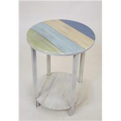 Picture of Coast Lamp RDET-05 CT-MCS 17 in. Round Iron End Table With Shelf Multi Colored Striped Top