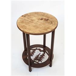 Picture of Coast Lamp RDET-57 BS-ST 17 in. Round Iron End Table With Tree Scene Shelf