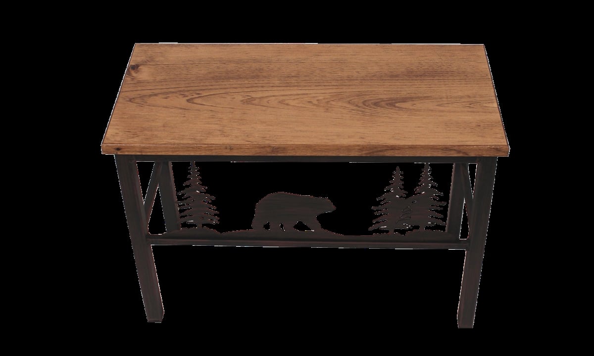 Picture of Coast Lamp Manufacturing 17-RA1F 24 in. Iron Bear & Tree Scene Bench - Kodiak & Stain