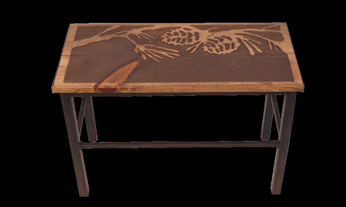 Picture of Coast Lamp Manufacturing 17-RA5D 24 in. Pine Branch Scene Bench - Burnt Sienna & Stain