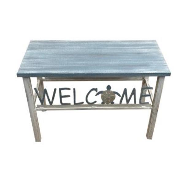 Picture of Coast Lamp Manufacturing WB24-24 CT-TIDE 24 in. Plain Wooden Top Welcome Bench with Turtle Accent - Cottage & Tide