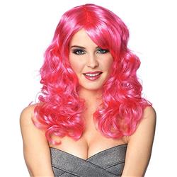 Picture of Costume Culture by Franco 21023-10 Lolita Long Curly Adult Costume Wig, Hot Pink